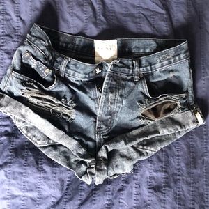One Teaspoon Black Denim Shorts